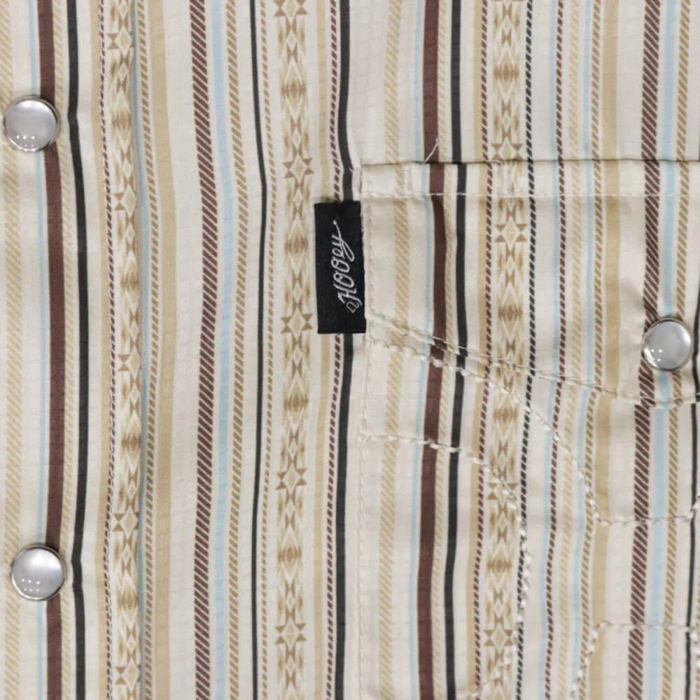 Hooey Mens "Sol" Short Sleeve Pearl Snap Shirt Cream/Stripe - HT2621CRST - Image 4