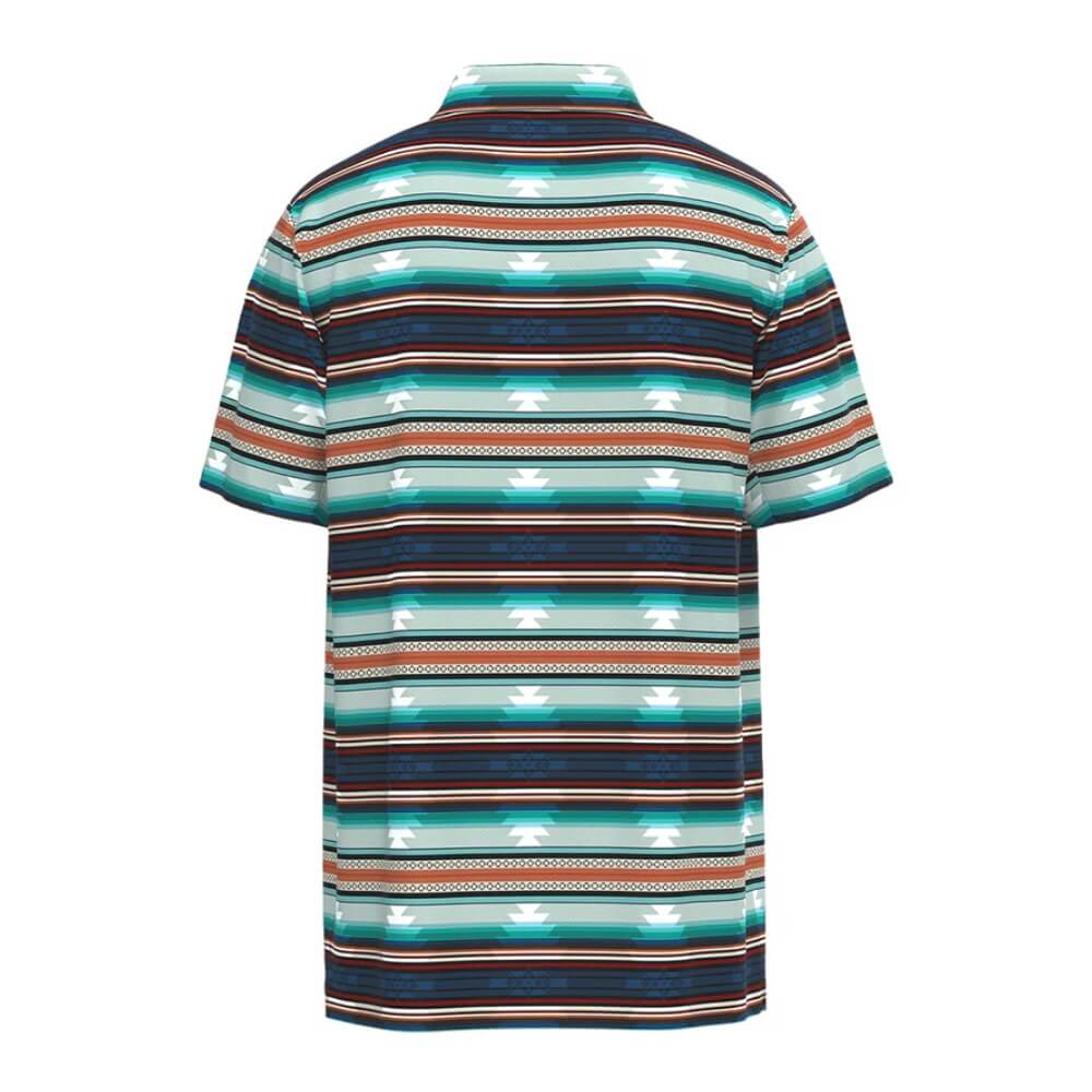 Hooey Mens "The Drive" Polo Shirt Red & Blue Striped w/Aztec - HP2602AZBK - Image 3