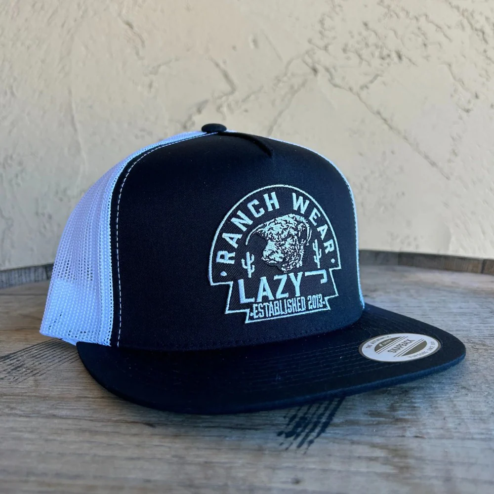 Lazy J Mens Black & White Arrowhead Cap - BLKWHT4ARR