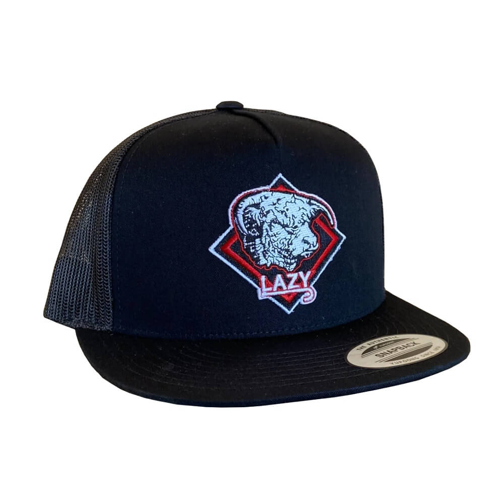Lazy J Ranch Wear Mens 4" Diamond Hereford Cap - BLACK4RDIA