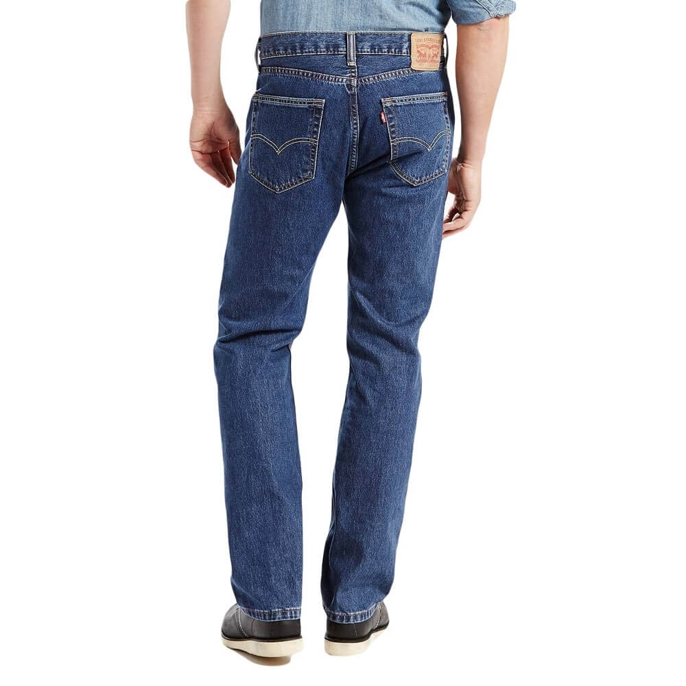 Levi's Mens 505 Regular Fit Jeans Dark Stonewash - Dark Wash - 005054886 - Image 2