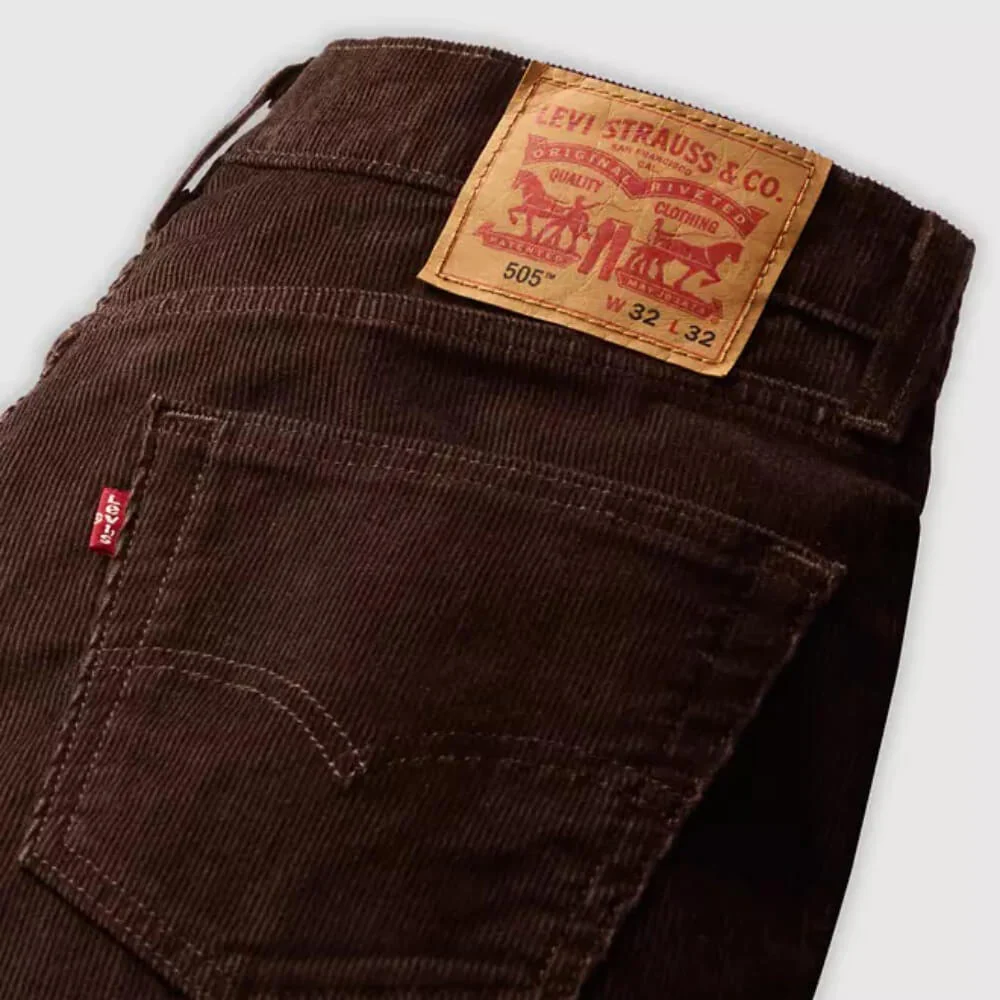 Levi's Mens 505 Regular Fit Corduroy Pants Black Coffee - 005053212 - Image 5