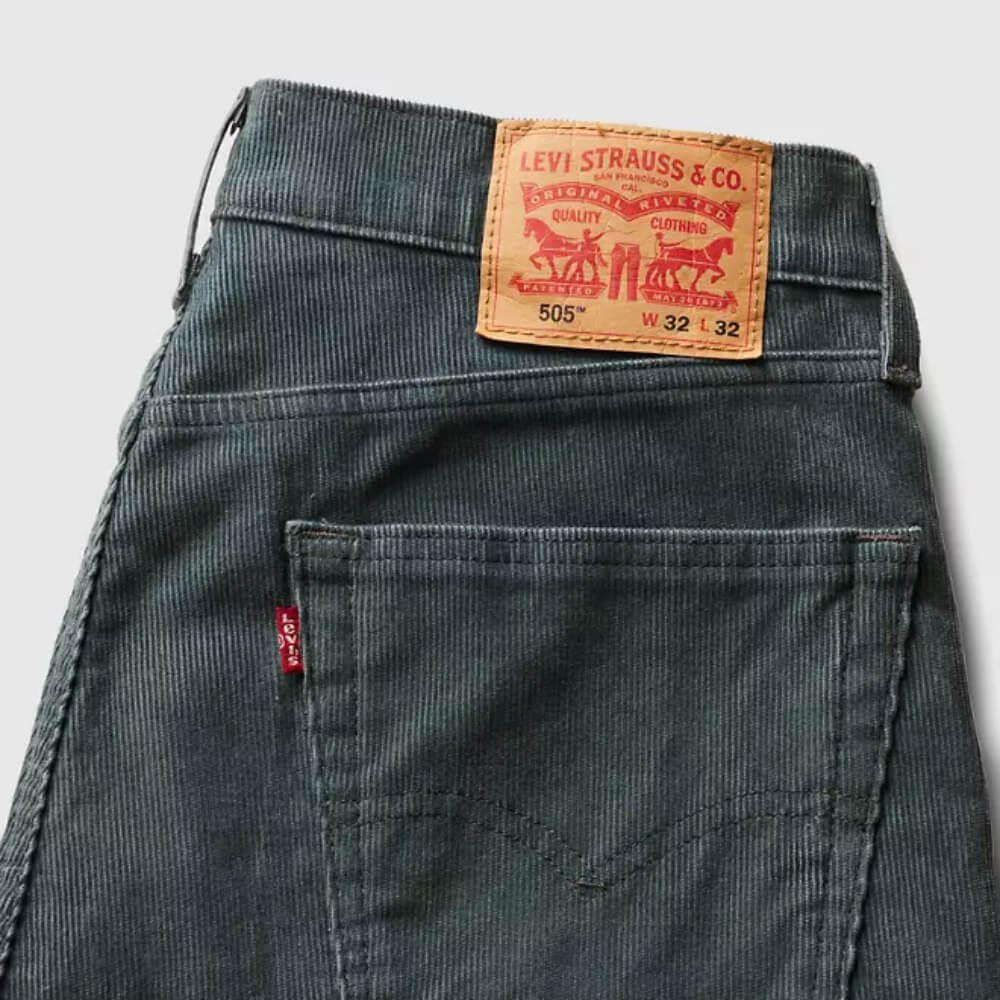 Levi's Mens 505 Regular Fit Corduroy Pants Dark Slate Grey - 005053055 - Image 4