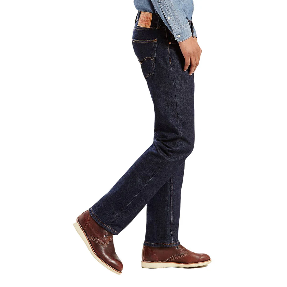 Levi's Mens 505 Regular Fit Jeans Rinse - Dark Wash - 005050216 - Image 3