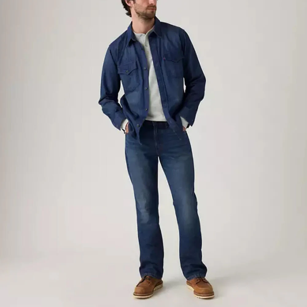 Levi's Mens 537 Western Bootcut Jeans Wow Have Fun Blue - 000XI0023 - Image 2