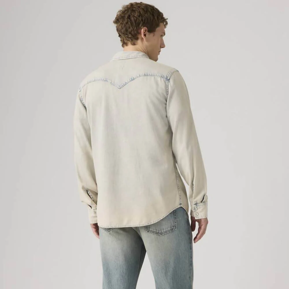 Levi's Mens Classic Western Standard Fit Shirt Early Rise Denim - Medium Wash - 857450281 - Image 2
