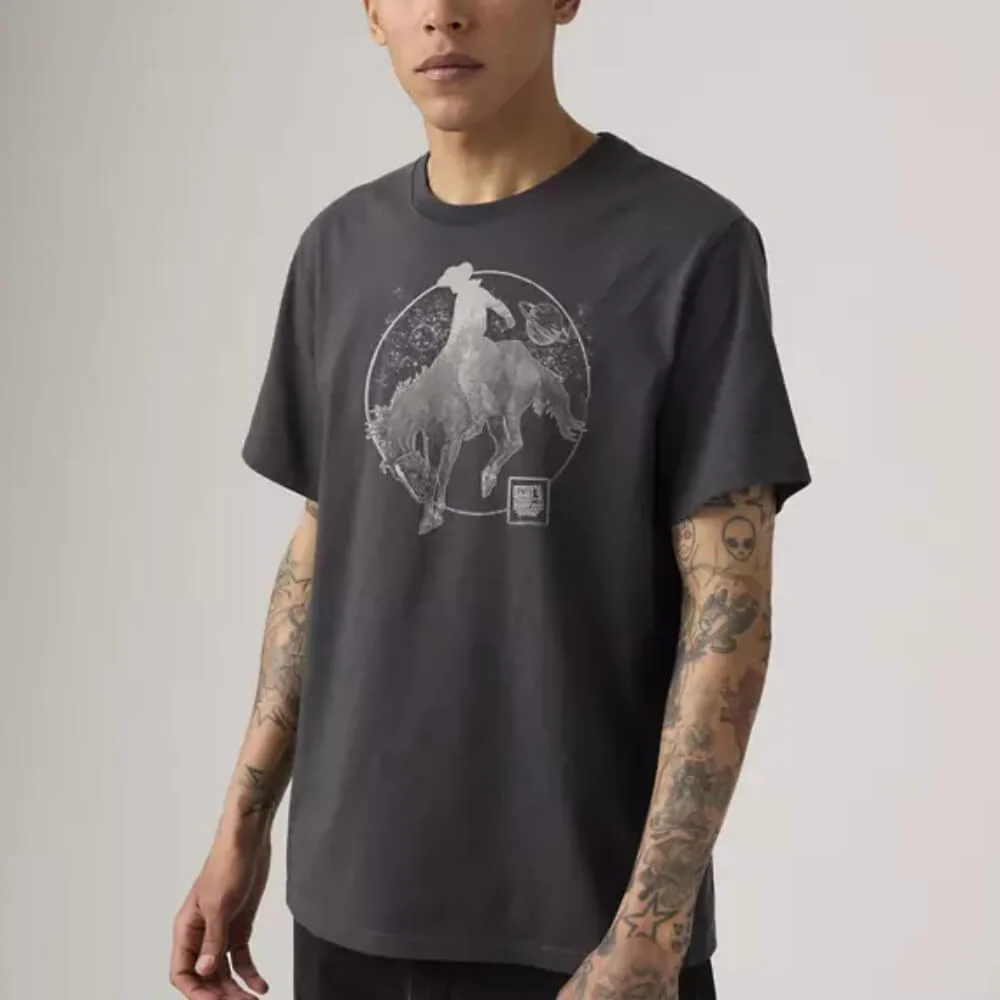 Levi's Mens Graphic T-Shirt Cowboy Scenic Phantom - Black - 161432516