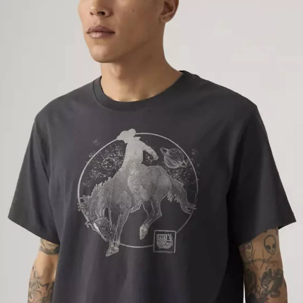Levi's Mens Graphic T-Shirt Cowboy Scenic Phantom - Black - 161432516 - Image 3