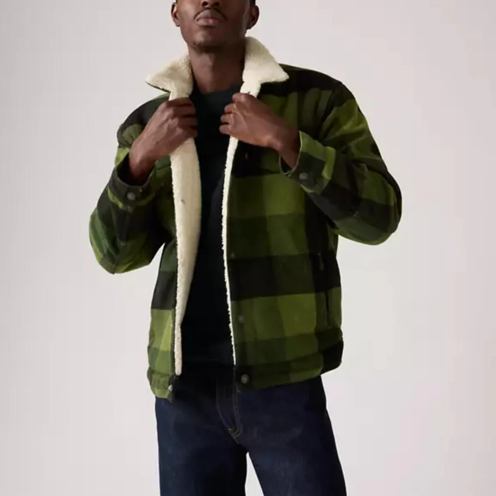 Levi's Mens Plaid Trucker Jacket Laredo Plaid Duffel Bag Green - A60300010