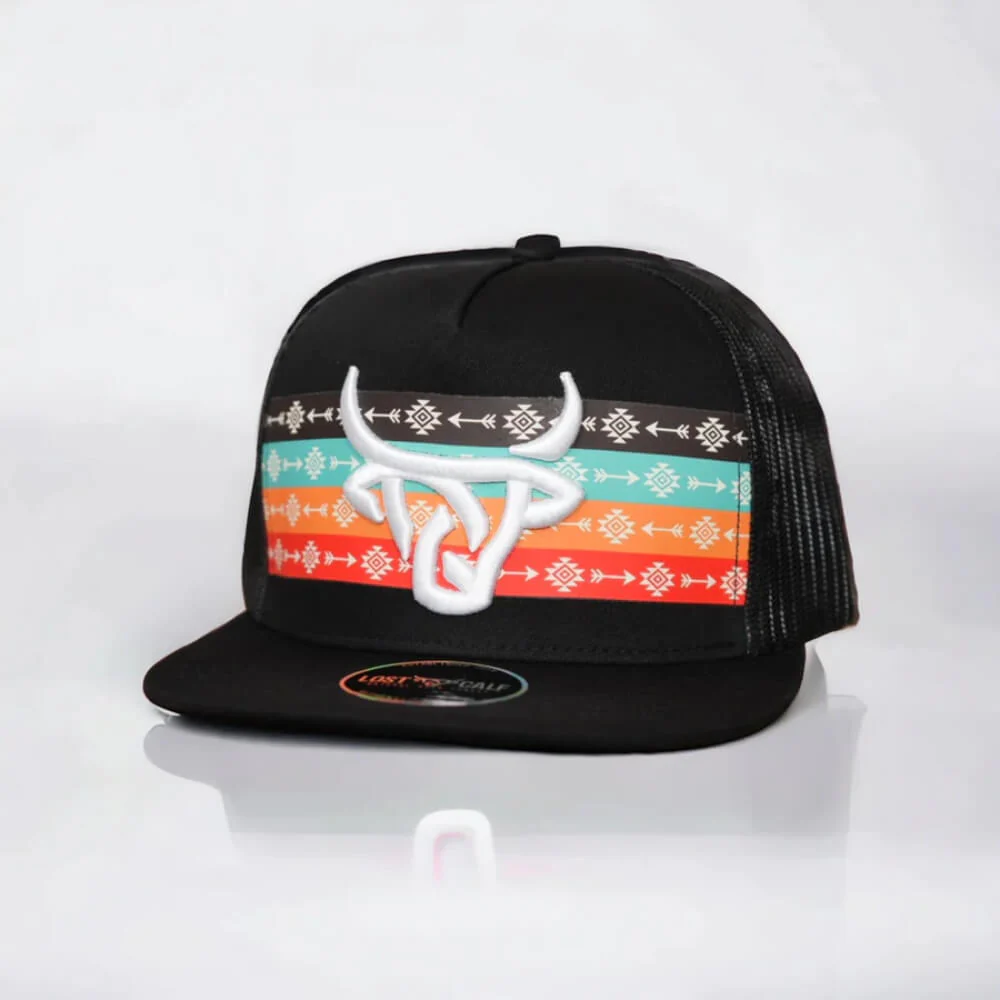 Lost Calf Mens Arrow Flat Cap Black - ARROW-LC