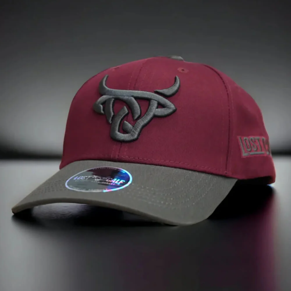 Lost Calf Mens Curve Cap Maroon/Grey - MAROON/GREY-LCC