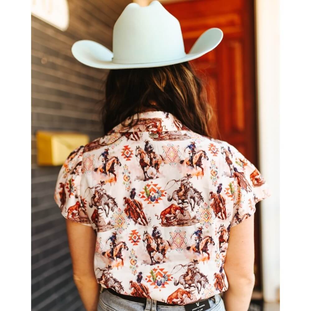 Lucky & Blessed Womens Rodeo Blouse Western Beige - TO1226-WSTBE - Image 2
