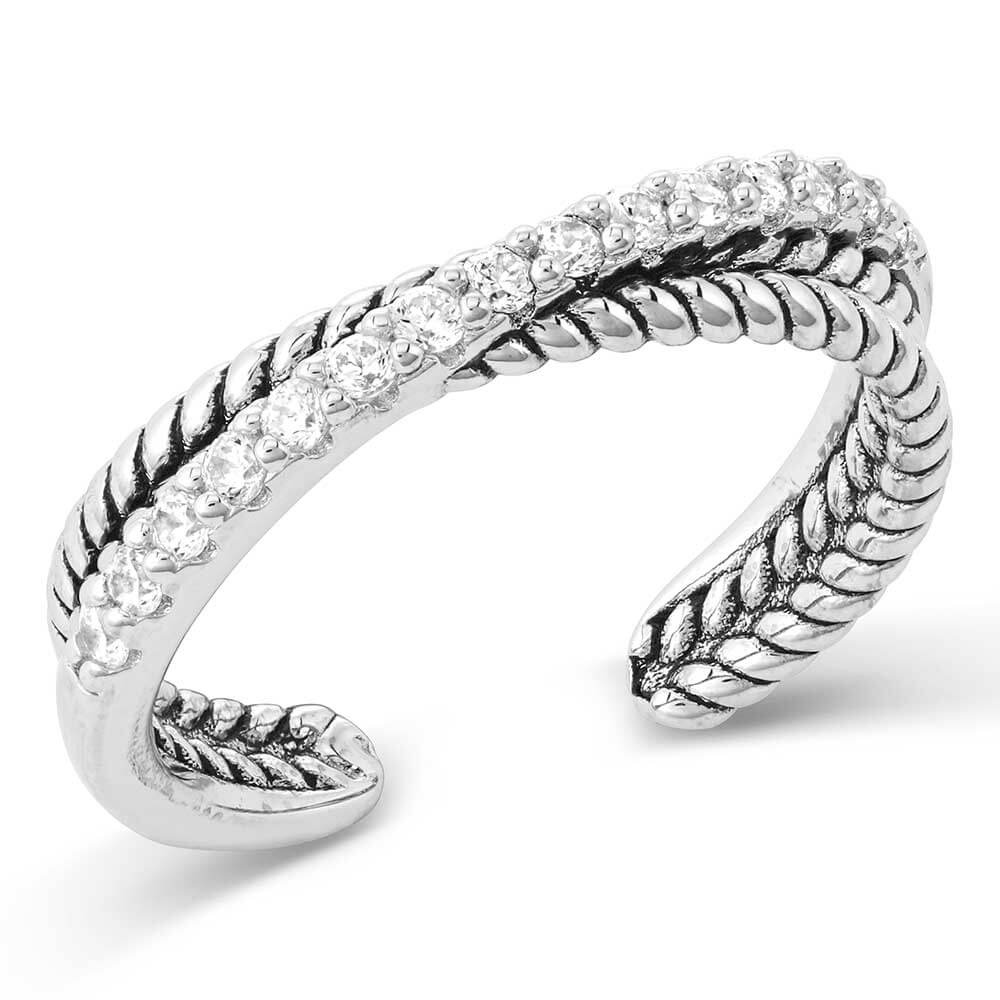 Montana Silversmiths Womens Crystal Crossover Open Ring - RG5624 - Image 2