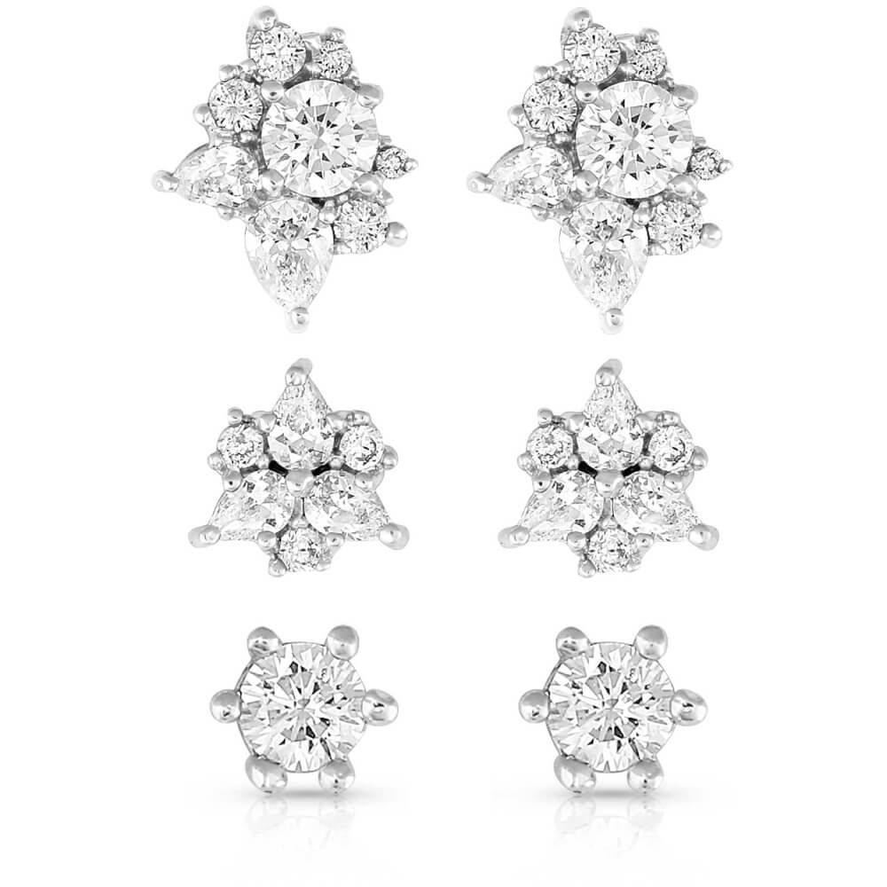 Montana Silversmiths Womens Triple Play Crystal Post Earrings - ER5324 - Image 2