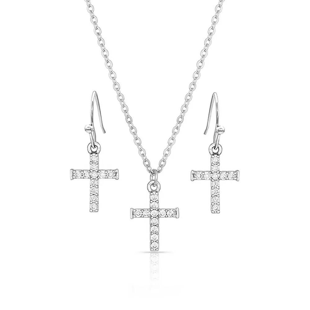 Montana Silversmiths Womens Unwavering Cross Jewelry Set - JS4543