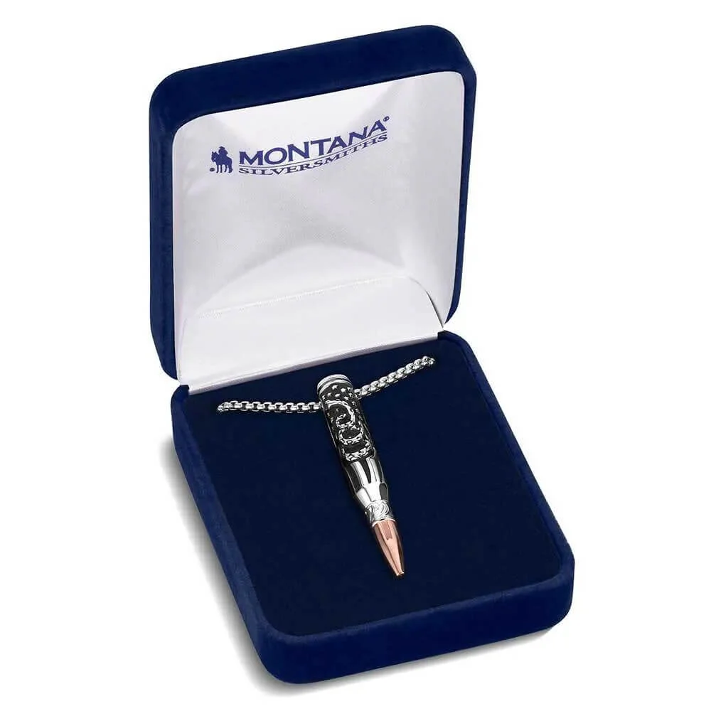 Montana Silversmiths Womens We the People Rifle Bullet Necklace Silver/Rose Gold - NC6290