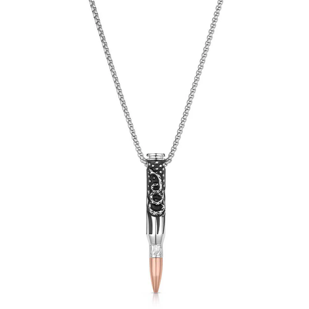 Montana Silversmiths Womens We the People Rifle Bullet Necklace Silver/Rose Gold - NC6290 - Image 2