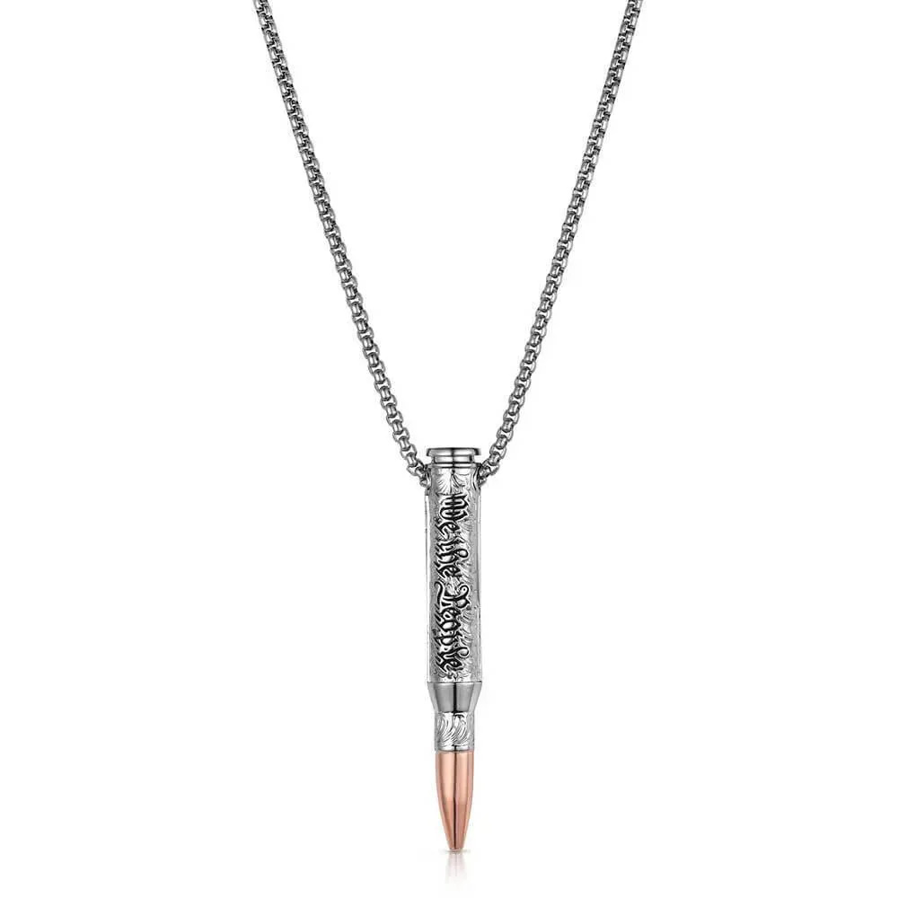 Montana Silversmiths Womens We the People Rifle Bullet Necklace Silver/Rose Gold - NC6290 - Image 3