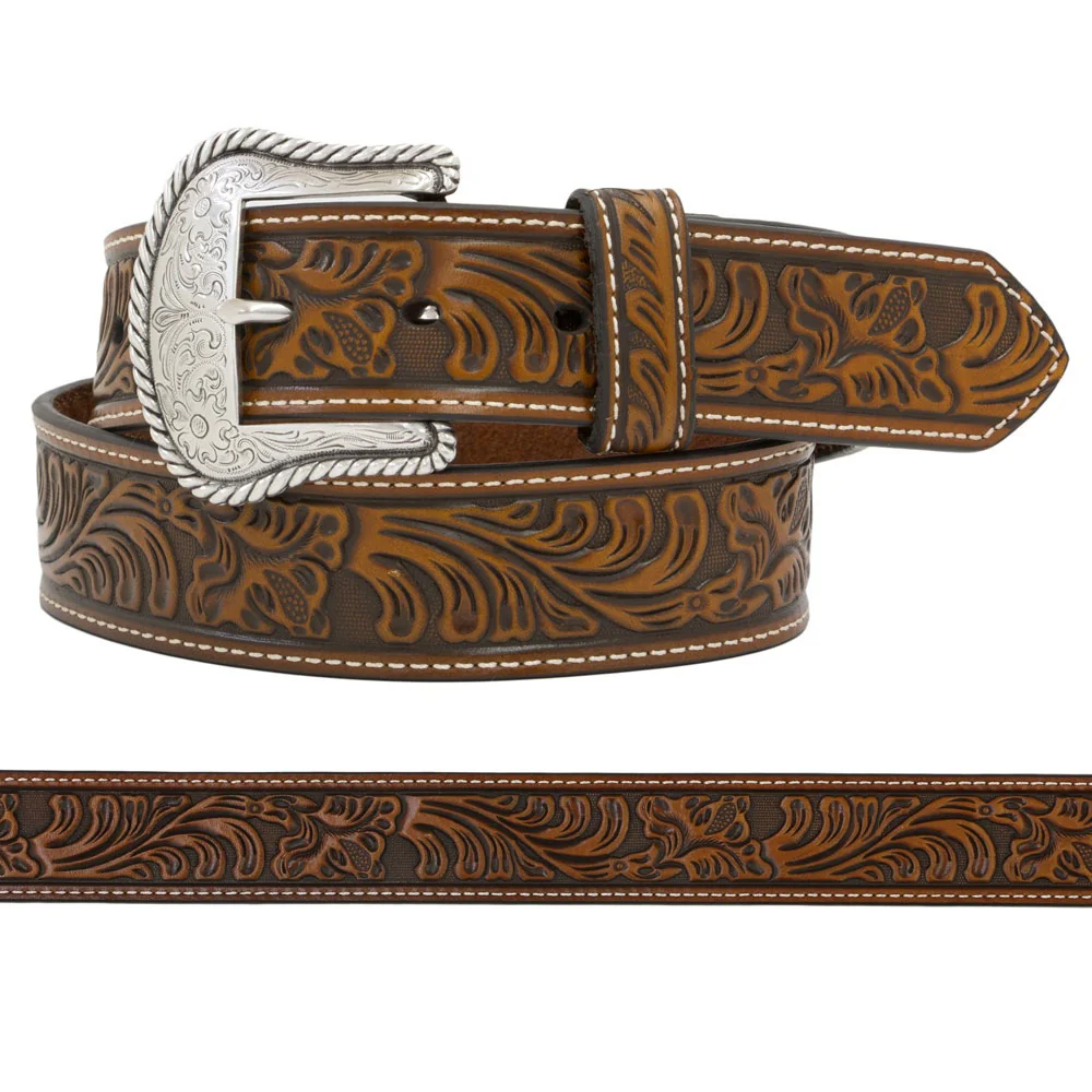 Nocona Mens Brown Tooled Leather Belt - N2446008