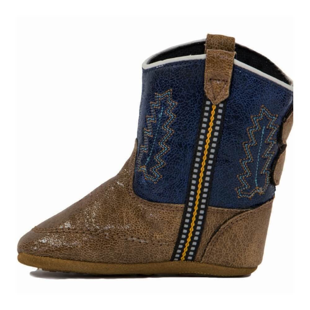 Old West Infant Western Boots Tan/Blue - 10104-TAN/BLU - Image 2