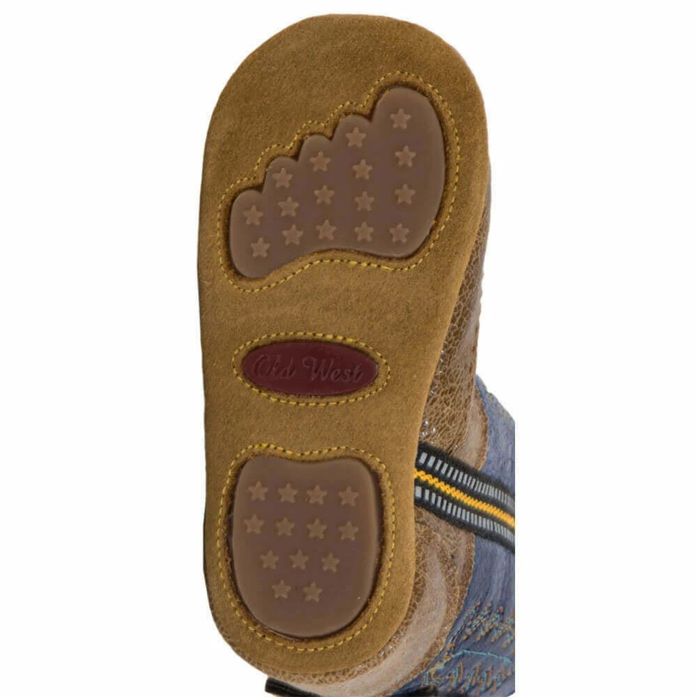 Old West Infant Western Boots Tan/Blue - 10104-TAN/BLU - Image 4
