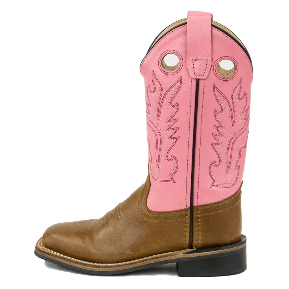 Old West Girls Square Toe Boots (Sizes: 4 - 8) - BSI1839-TAN - Image 2