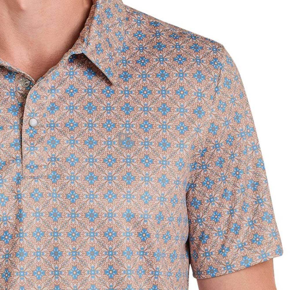Panhandle Slim Mens Floral Medallion Performance Polo Shirt Tan - TM51T08206-12 - Image 2