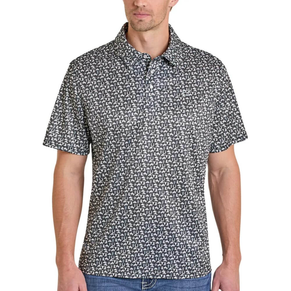Panhandle Slim Mens Western Desert Performance Polo Shirt Black - TM51T08291-01 - Image 2