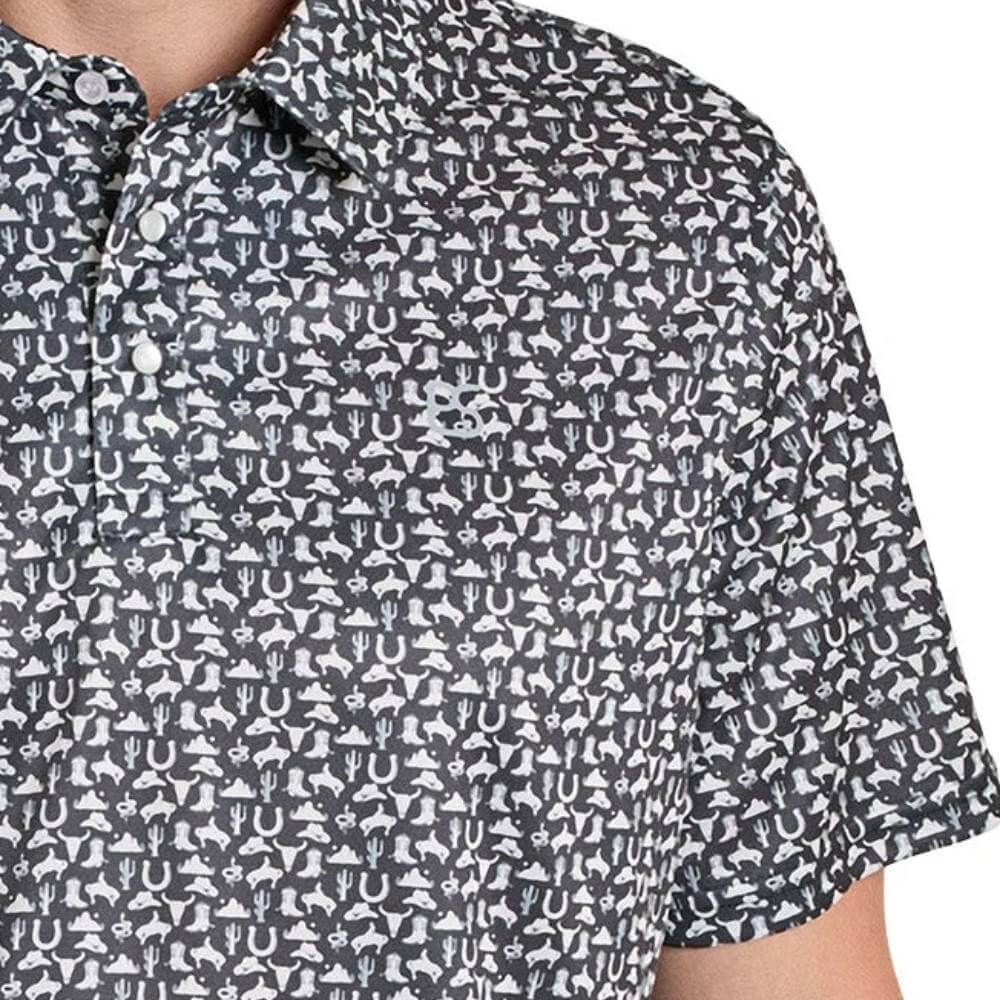 Panhandle Slim Mens Western Desert Performance Polo Shirt Black - TM51T08291-01 - Image 3