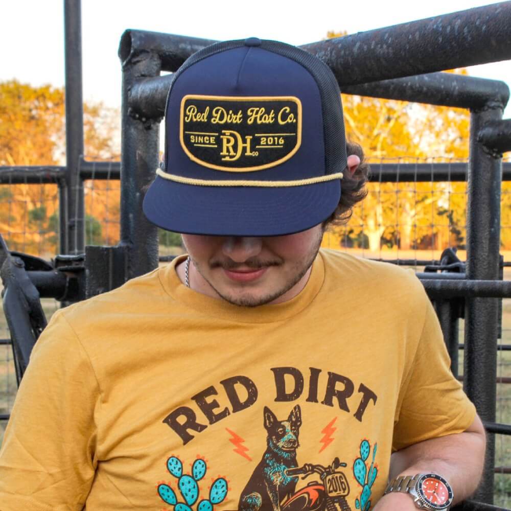 Red Dirt Mens Dusk Flat Cap Navy/Black - RDHC441