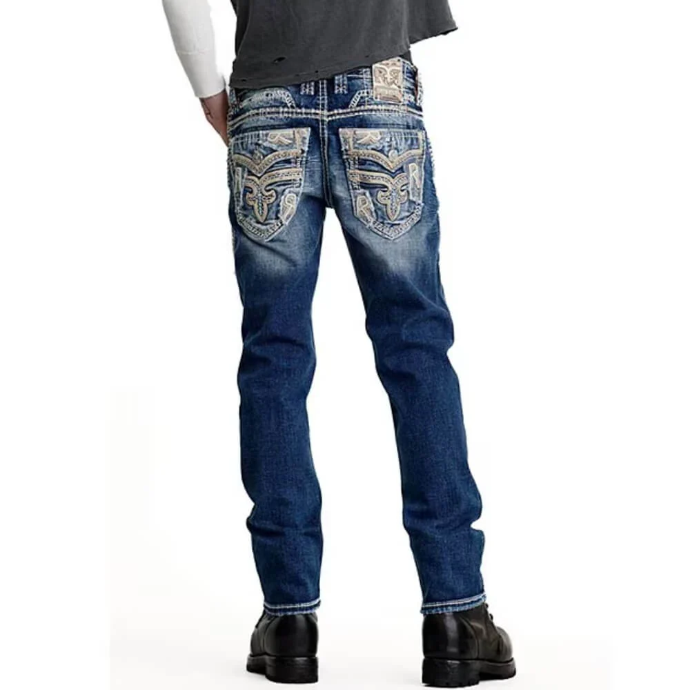 Rock Revival Mens Jerret Straight Jeans Medium Blue - RP2312J210R - Image 2