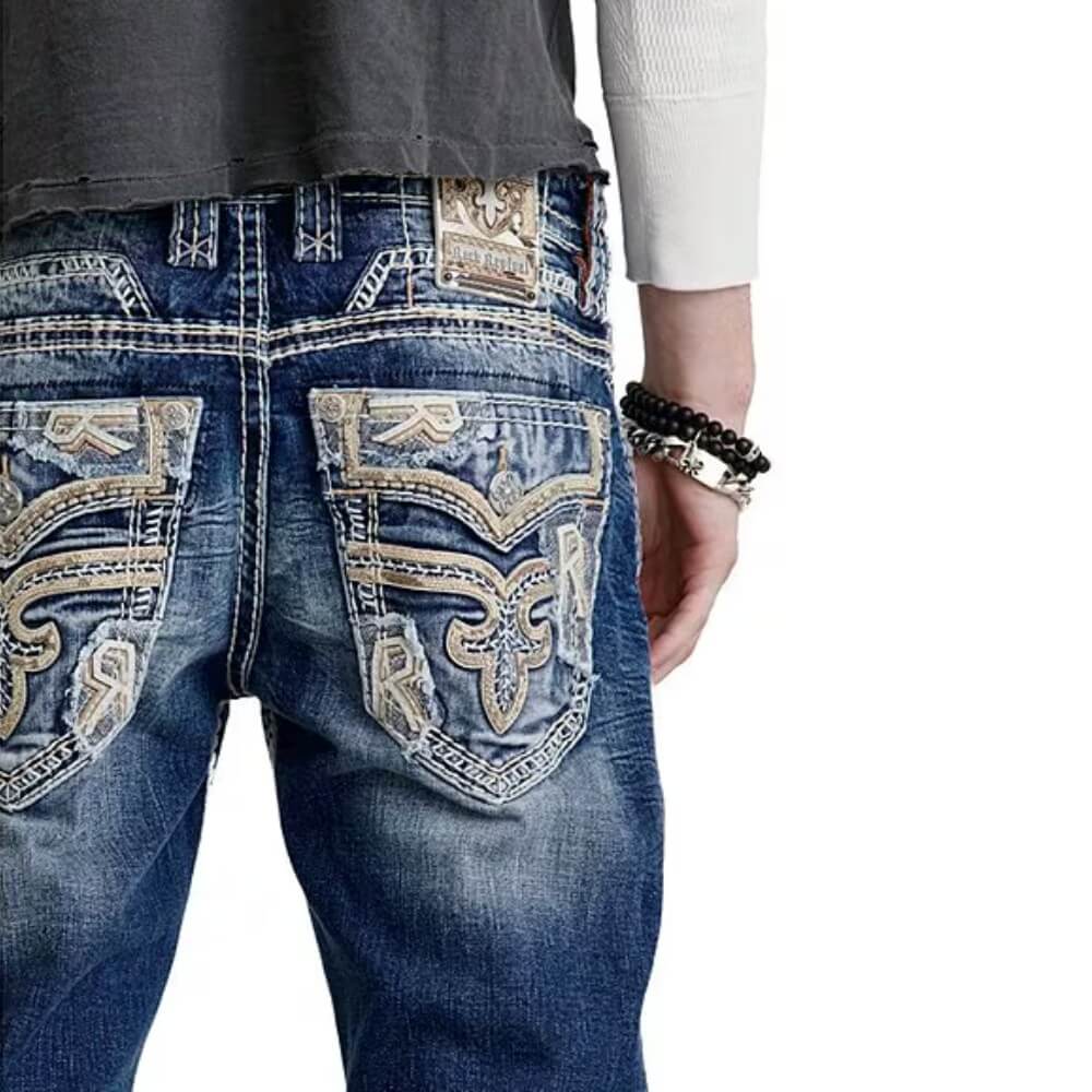 Rock Revival Mens Jerret Straight Jeans Medium Blue - RP2312J210R - Image 3