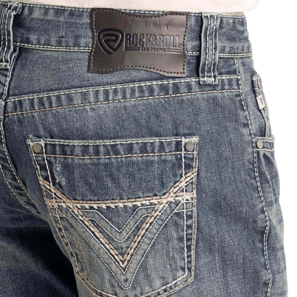 Rock & Roll Mens Pistol Regular Fit Bootcut Jeans Medium Wash - M0P2602 - Image 4