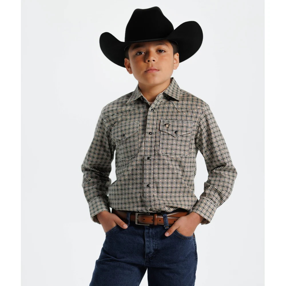 Starr Boys Printed Snap Long Sleeve Shirt Black/Green - SWBPTSLS-399 - Image 2
