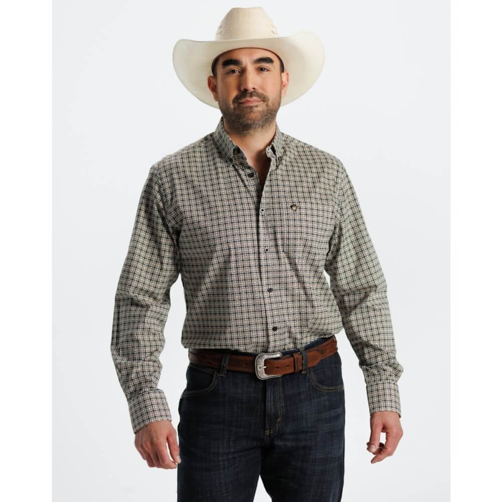 Starr Mens Printed Button Down Long Sleeve Shirt Black/Green - SWPTBLS-399 - Image 2