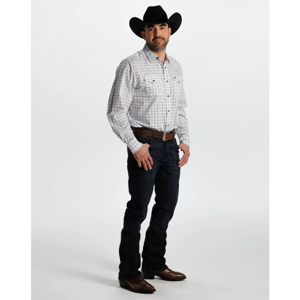 Starr Mens Printed Square Snap Long Sleeve Shirt White - SWPTSLS-406 - Image 5