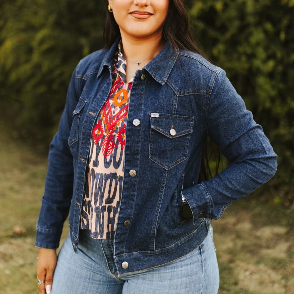 Sugar & Lace Classic Denim Western Jacket Dark Wash - SLJO363-DW