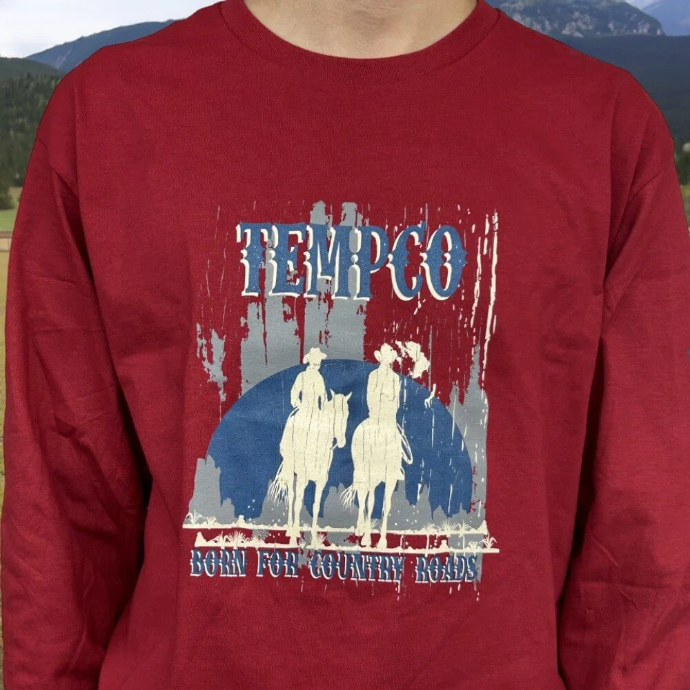 Tempco Mens Country Roads Long Sleeve T-Shirt Red - COUNTRYROADS - Image 3