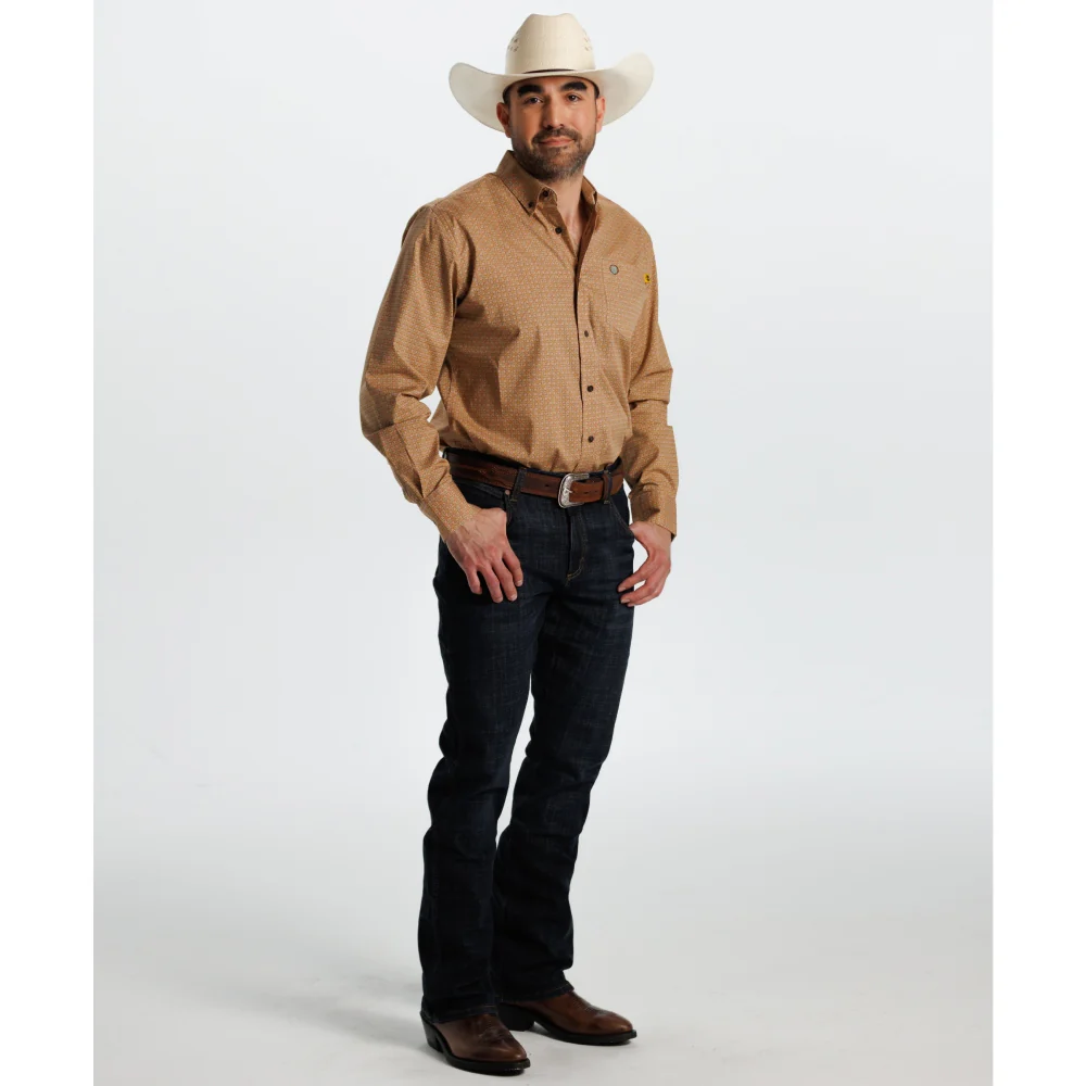 Tempco Mens El Vikingo Button Down Long Sleeve Shirt Brown - TMVKBTLS-414 - Image 4