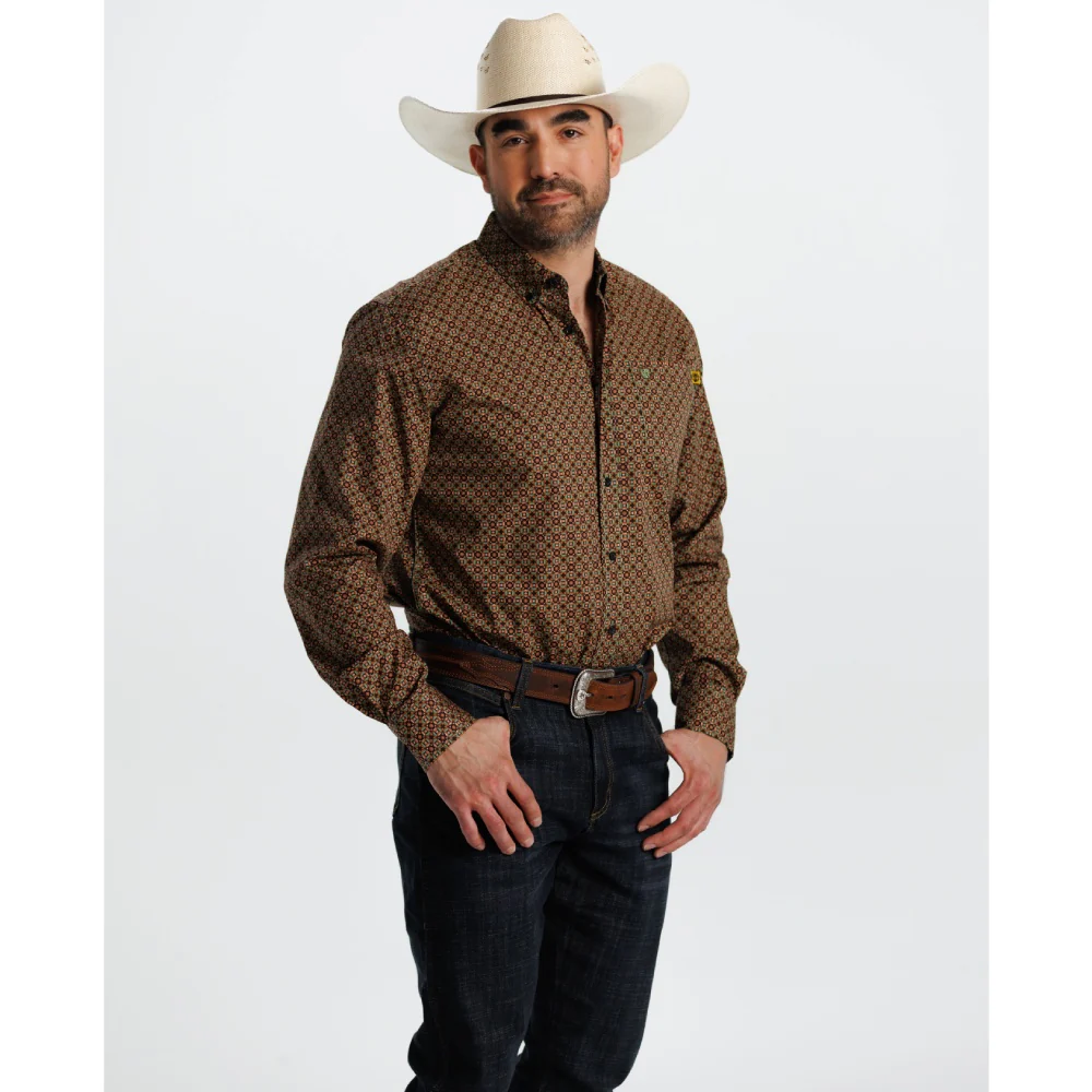 Tempco Mens El Vikingo Button Down Long Sleeve Shirt Brown/Green - TMVKBTLS-411 - Image 4