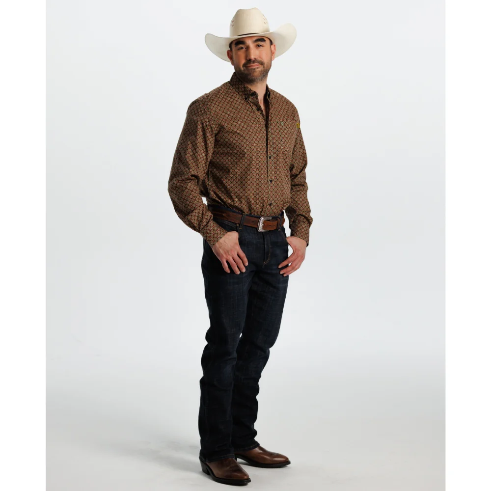 Tempco Mens El Vikingo Button Down Long Sleeve Shirt Brown/Green - TMVKBTLS-411 - Image 5