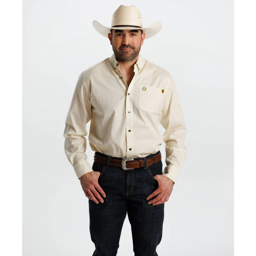 Tempco Mens El Vikingo Button Down Long Sleeve Shirt Light Yellow - TMVKBTLS-416 - Image 3