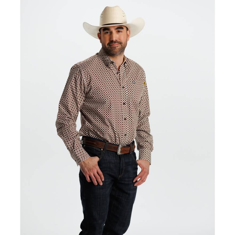Tempco Mens El Vikingo Button Down Long Sleeve Shirt White Brown - TMVKBTLS-418 - Image 5