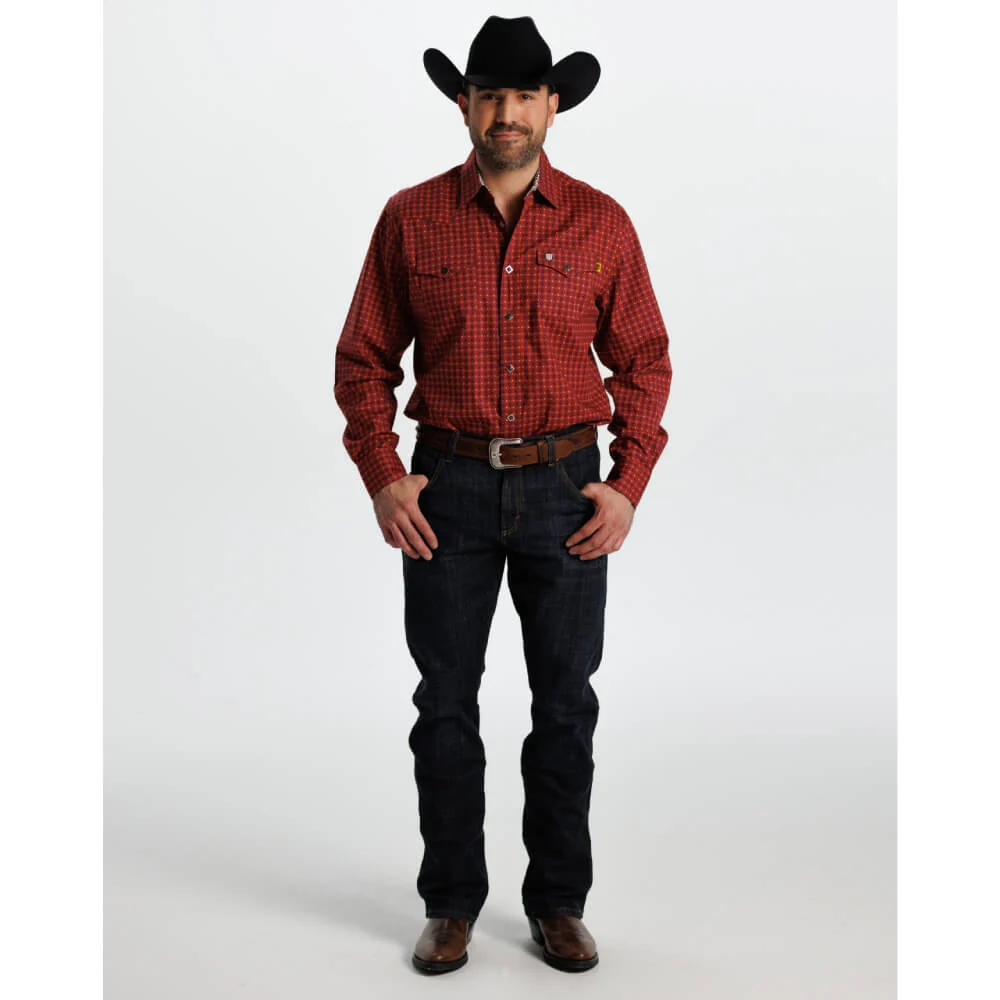 Tempco Mens El Vikingo Square Snap Long Sleeve Shirt Red Geo - TMVKSNLS-417 - Image 6