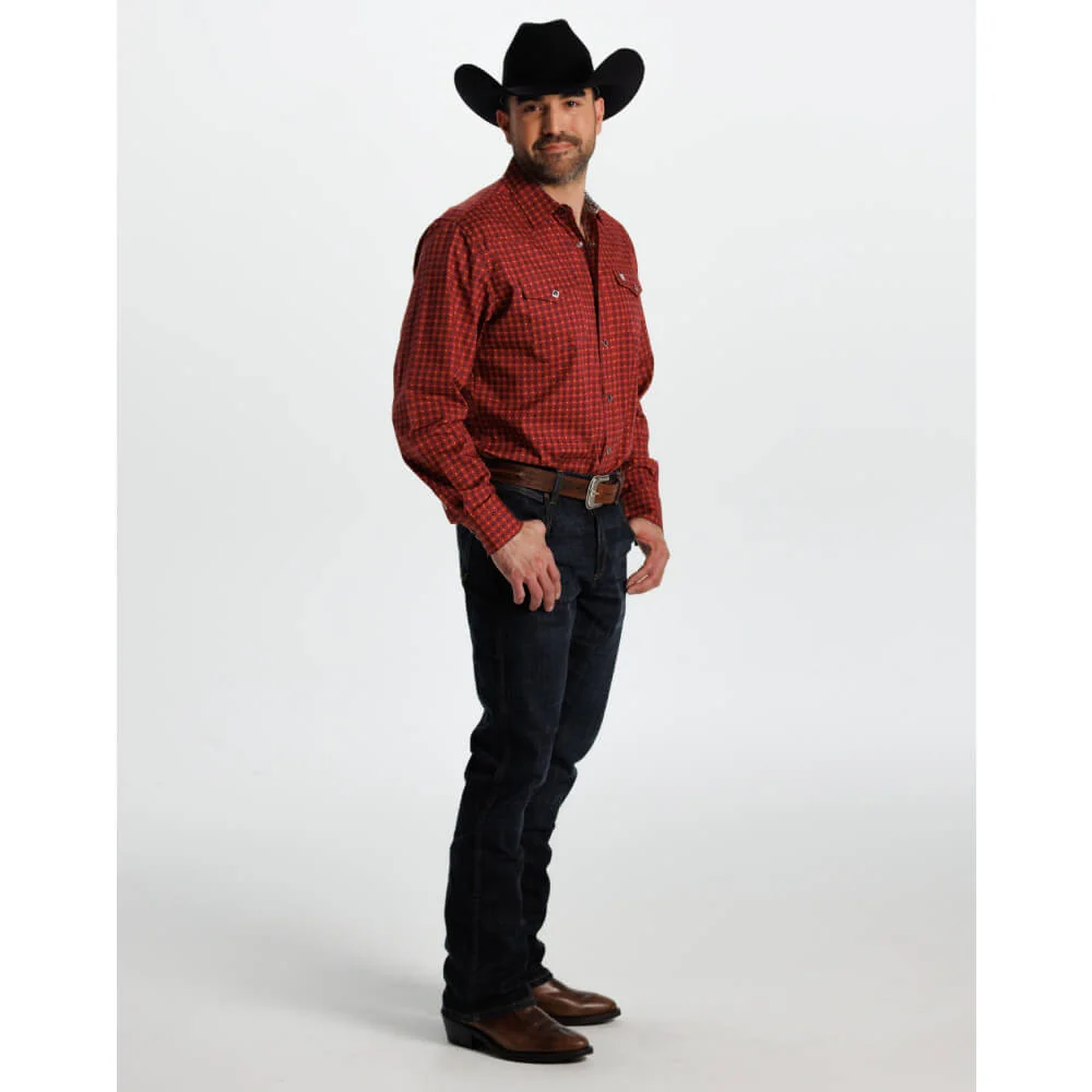 Tempco Mens El Vikingo Square Snap Long Sleeve Shirt Red Geo - TMVKSNLS-417 - Image 7