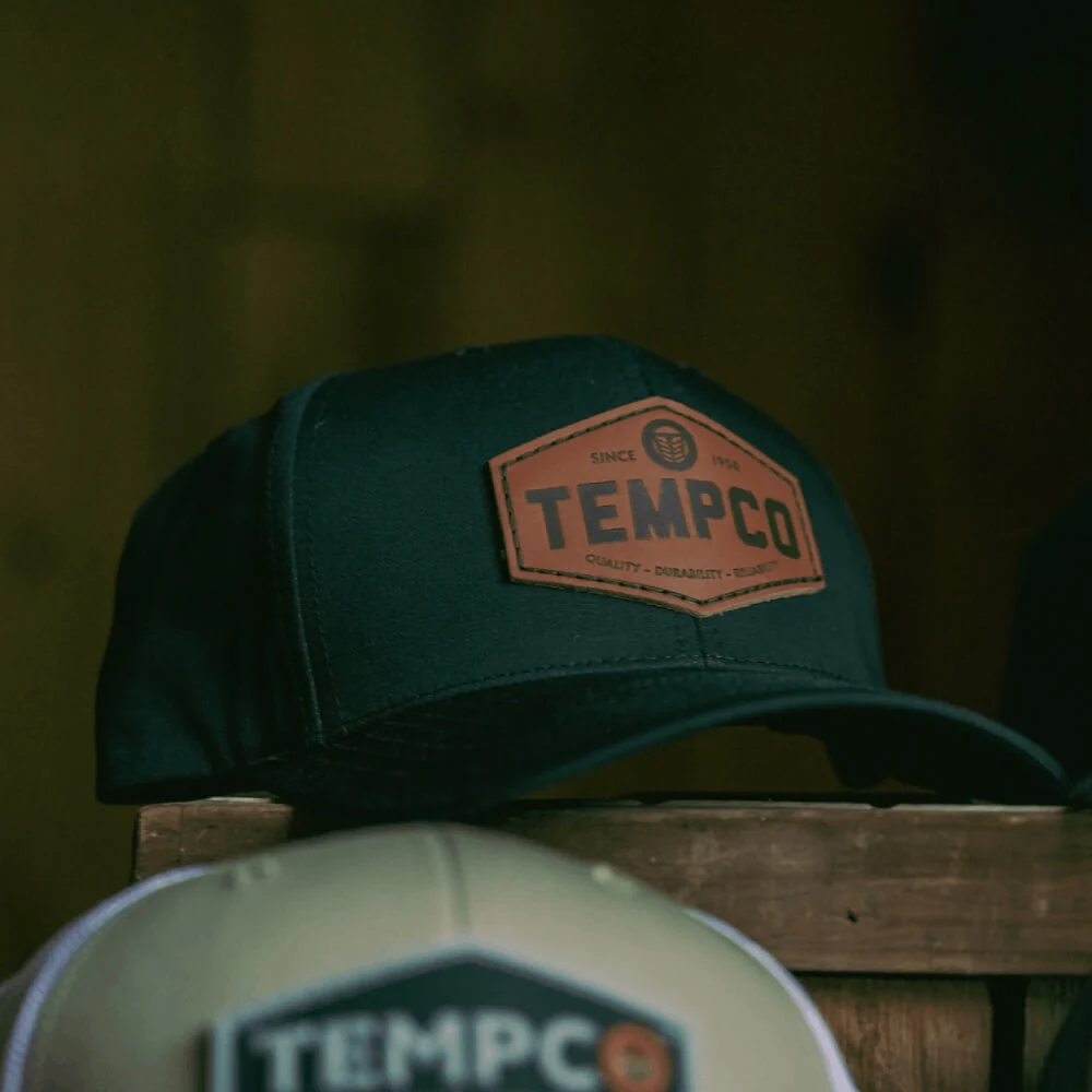 Tempco Mens Leather Badge Cap Black - TC0002-BLK