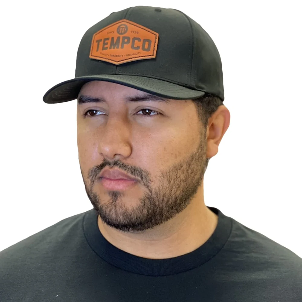 Tempco Mens Leather Badge Cap Black - TC0002-BLK - Image 2