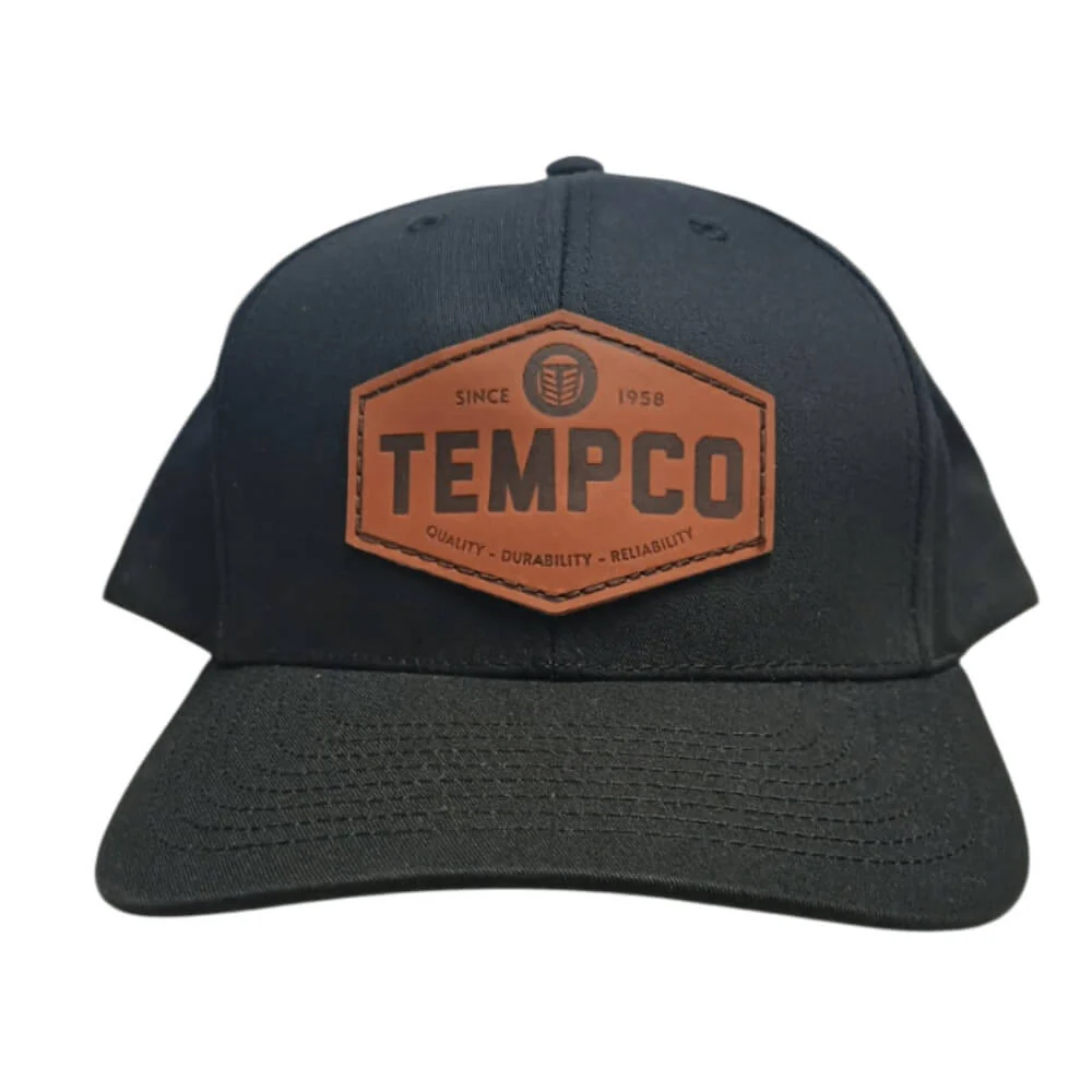 Tempco Mens Leather Badge Cap Black - TC0002-BLK - Image 3