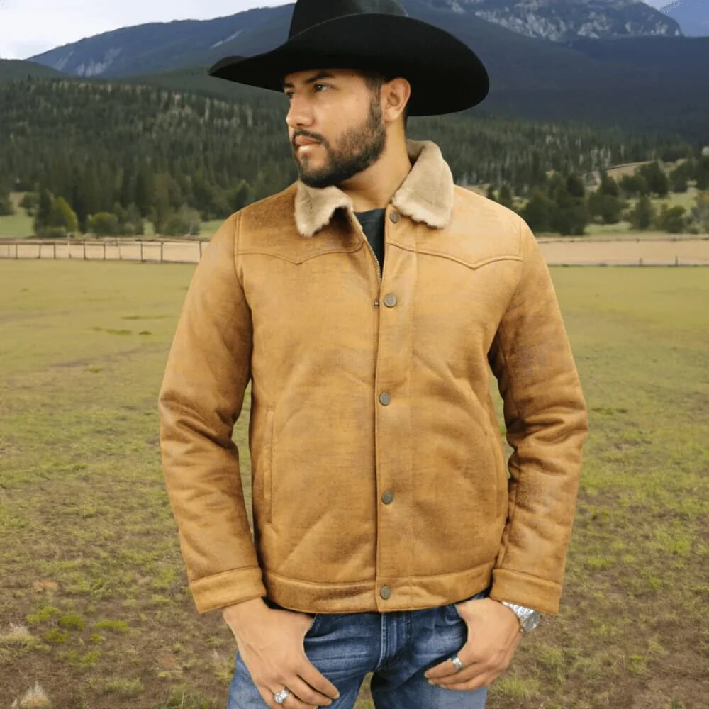 Tempco Mens Marlboro Shearling Suede Trucker Jacket - TM6002 - Image 18