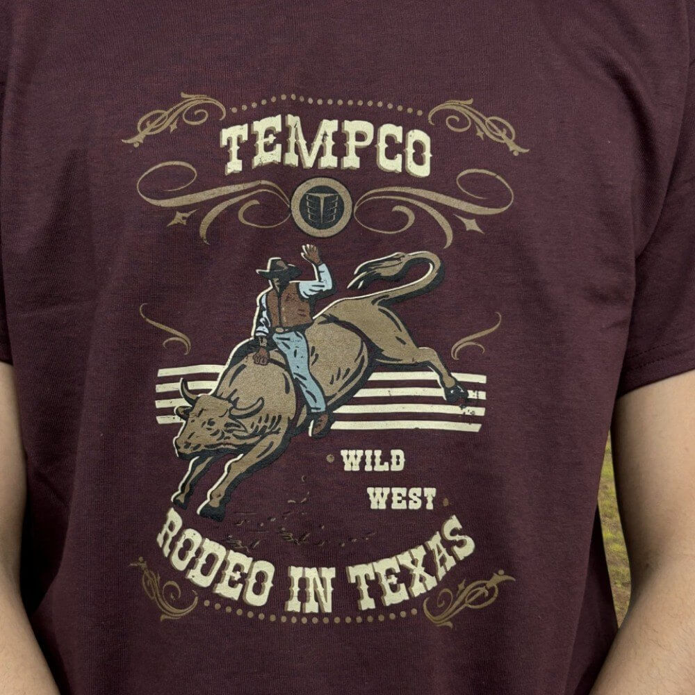 Tempco Mens Rodeo Short Sleeve T-Shirt Burgundy - BURGRODEO - Image 2